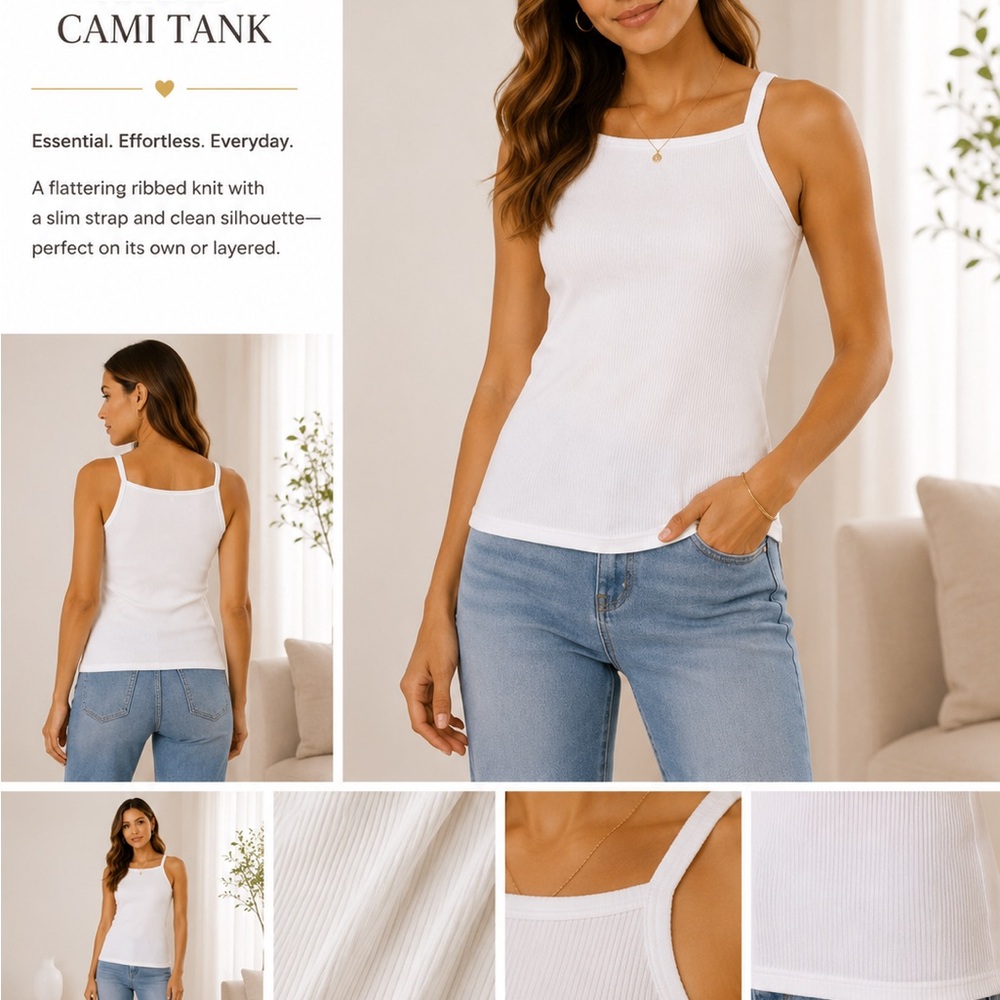We The Free White Ribbed Cami Tank
